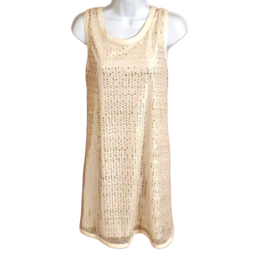 Calvin Klein Cream Tank Dress with Sparkles